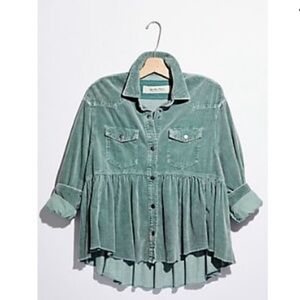 EUC We The Free Dylan Babydoll Cord Top. Size Small, Luna Wash
